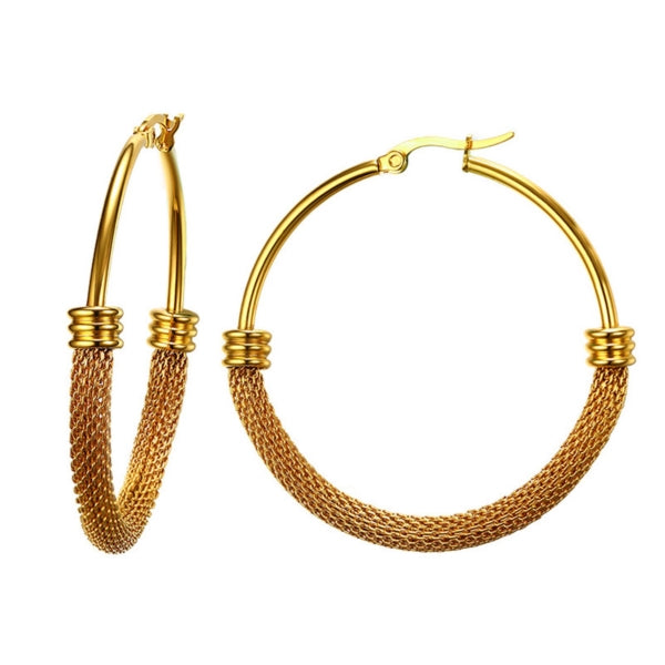 Hoop Earrings - Gold-colored - Ladies