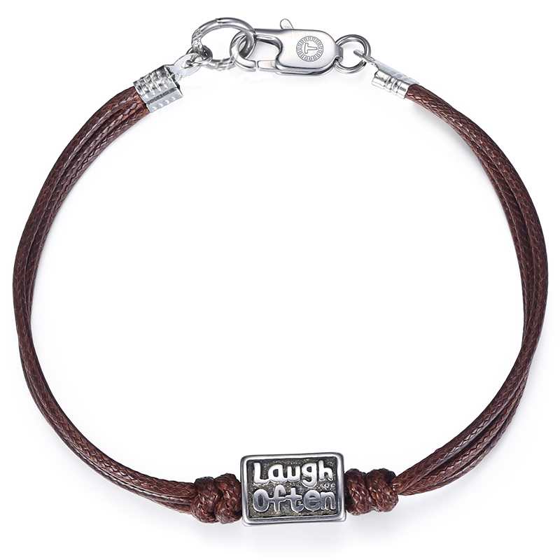 Men's Stainless Steel Lobster Clasp Brown Leather Bracelet