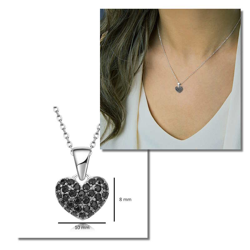 Black onyx heart pendant necklace