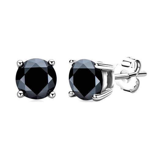 Black Zirconia Stud Earrings For Men