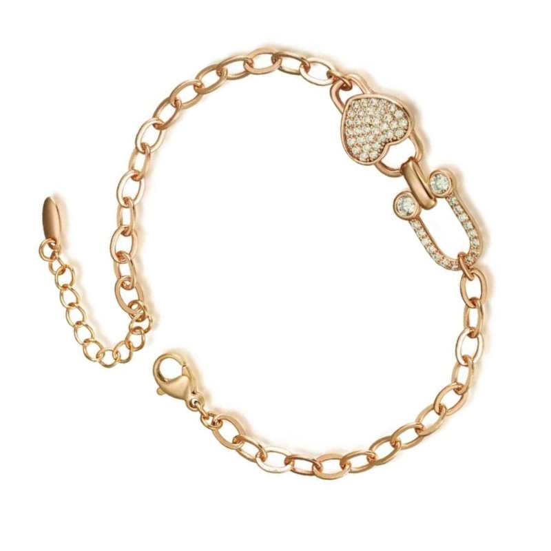 Gold Heart Charm Chain Bracelet