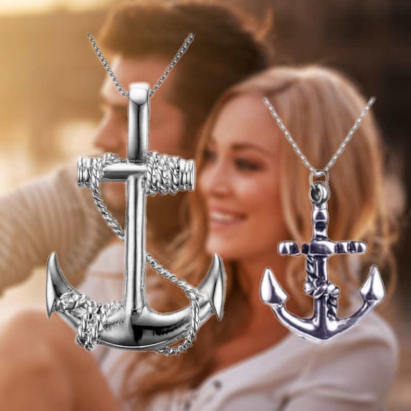 Couple Matching Necklaces Anchor Pendant