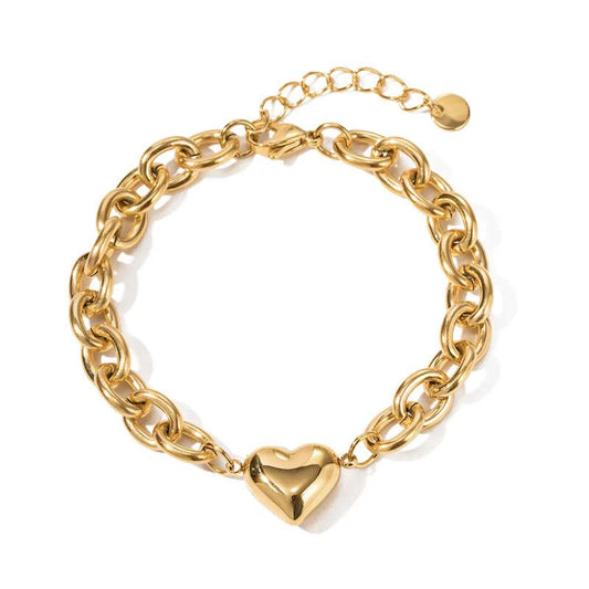 Puff Heart Chain Bracelet