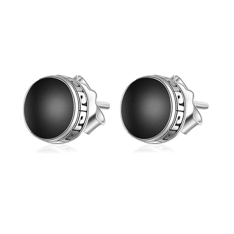 Mens 6mm Stainless Steel Stud Earrings With Cubic Zirconia