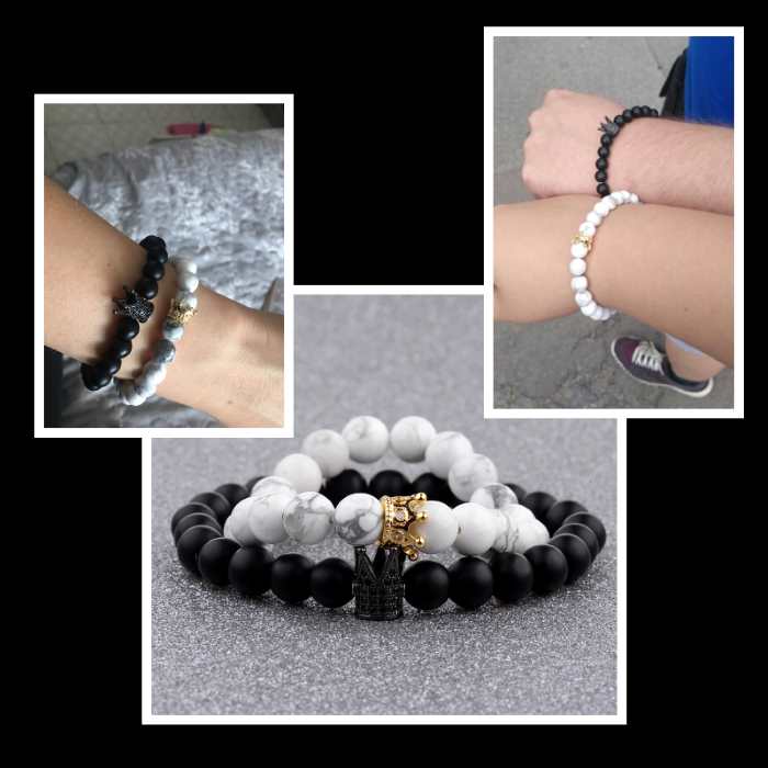 Buy King and Queen Crown Couple Bracelets (set) - COUPLEGEAR | Beaded  bracelets, Couple bracelets, Beaded crown
