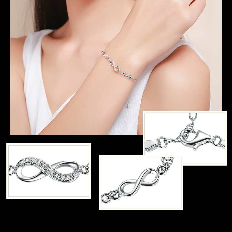 Silver Charm Bracelet- Infinity Bracelet for Women