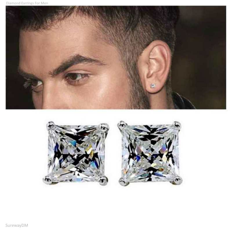 Real 1 Carat Diamond Stud Earrings for Men Women Sale 14K Yellow Gold Halo  Design 018107